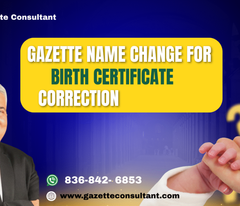 Gazette Name Change for Birth Certificate Correction