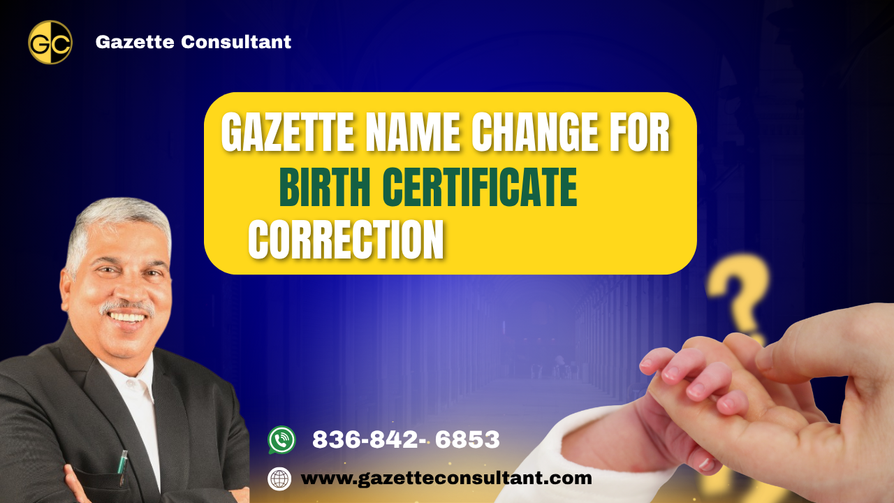 Gazette Name Change for Birth Certificate Correction